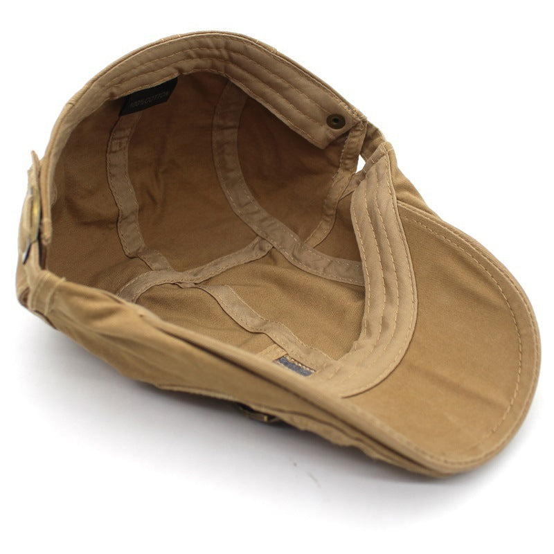 Vintage Vibes: Retro Denim Cap with Leather Strap