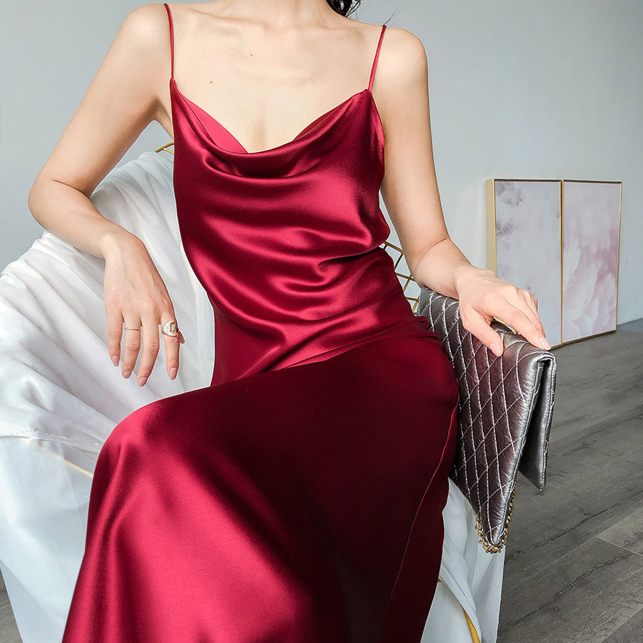 Feel Chic and Flowing in This Satin Swing Neck Dress