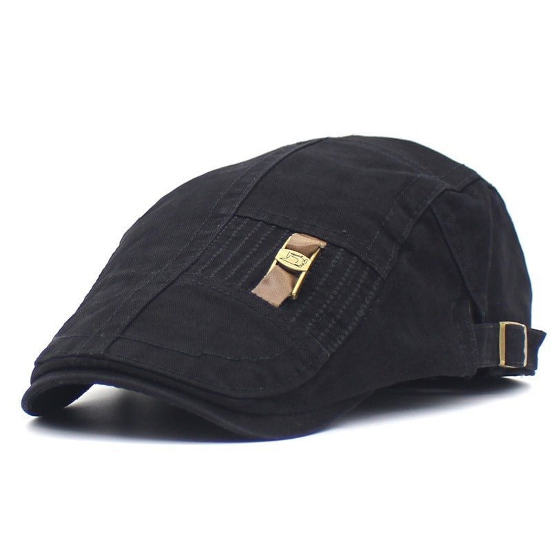 Vintage Vibes: Retro Denim Cap with Leather Strap